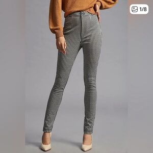 Anthropologie Maeve Black and White Gingham Plaid High-Rise Stretchy Pants